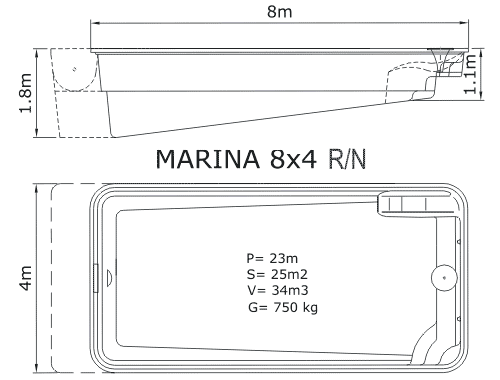 Piscina Marina 8 x 4 R